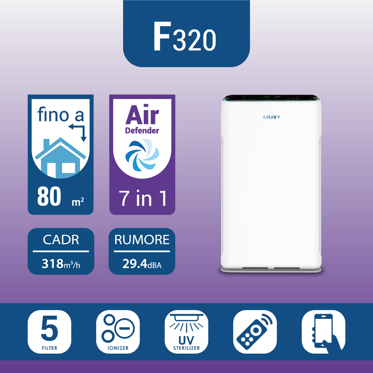 PURIFY – Purificatore d’aria – Serie F320 PURIFY - Purificatore d'aria - Serie F320